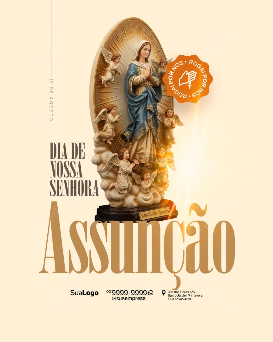Flyer Dia de Nossa Senhora da Assunção 15 de Agosto PSD Editável