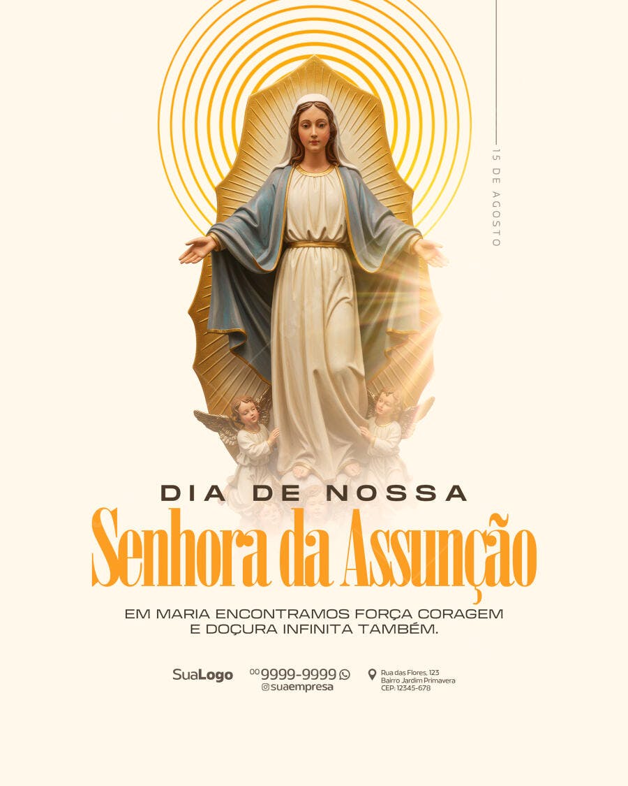 Flyer Dia de Nossa Senhora da Assunção 15 de Agosto PSD Editável