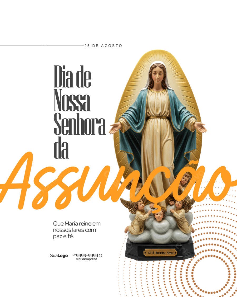 Post para o Dia de Nossa Senhora da Assunção PSD Editável
