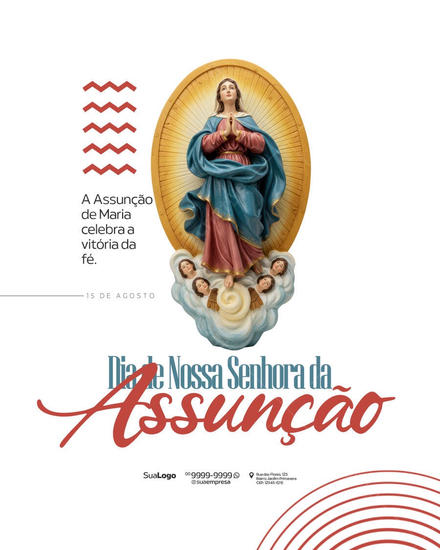 Flyer para o Dia da Assunção de Maria PSD Editável