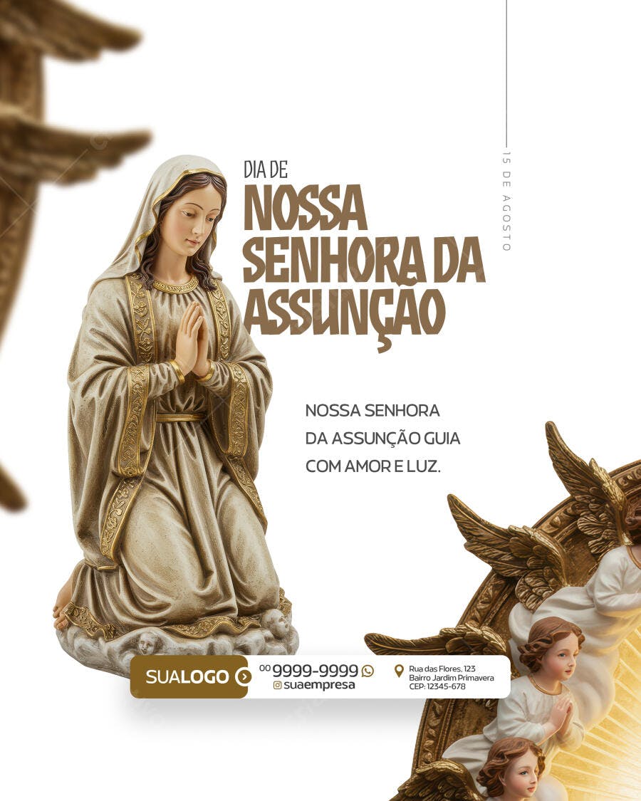 Imagem Dia de Nossa Senhora da Assunção 15 de Agosto PSD Editável