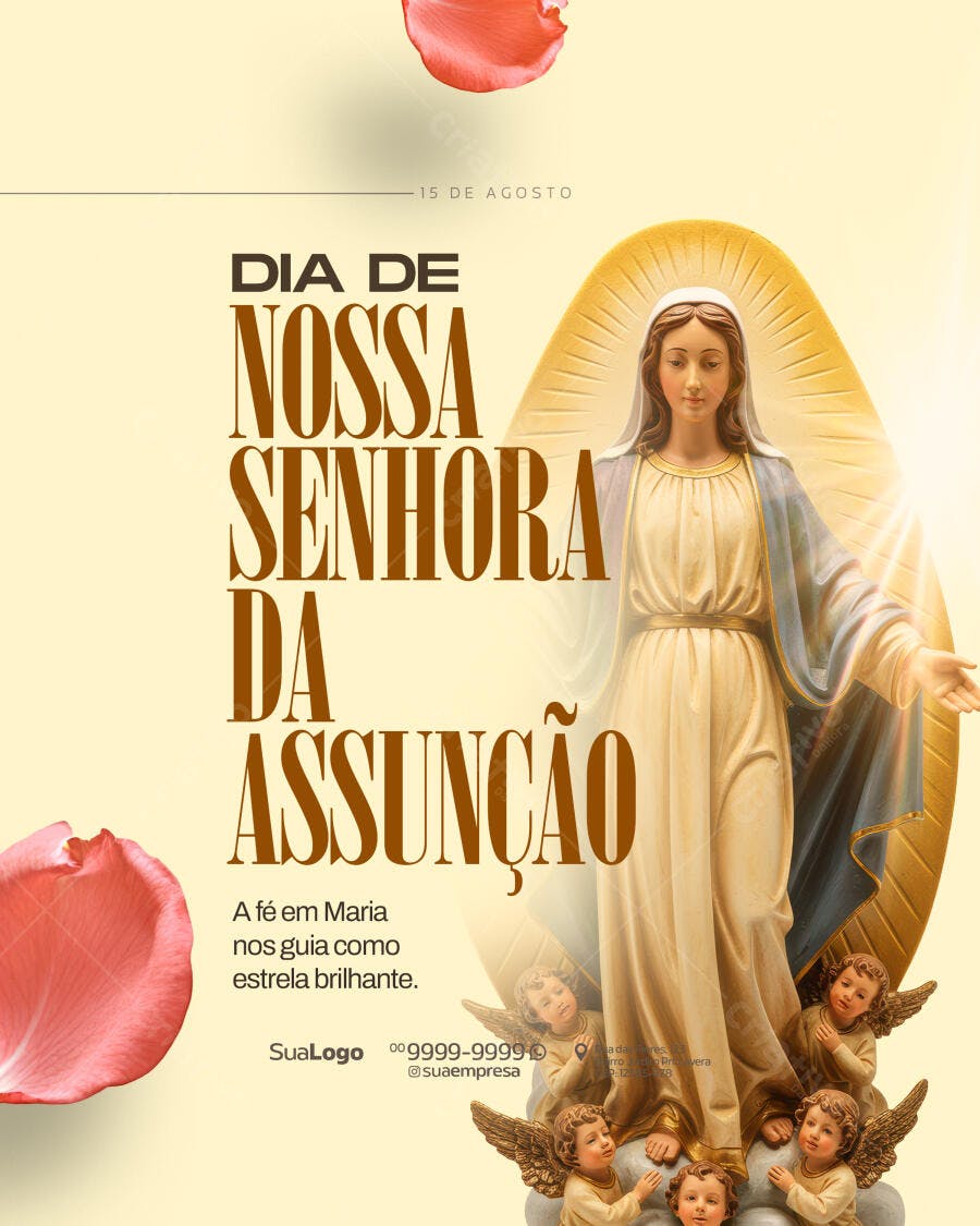 Flyer Dia de Nossa Senhora da Assunção 15 de Agosto PSD Editável