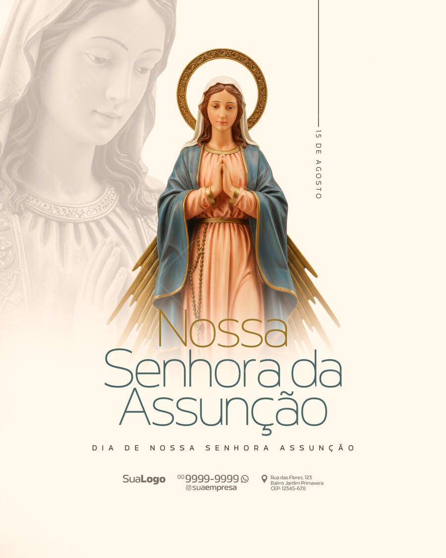 Flyer Dia de Nossa Senhora da Assunção 15 de Agosto PSD Editável