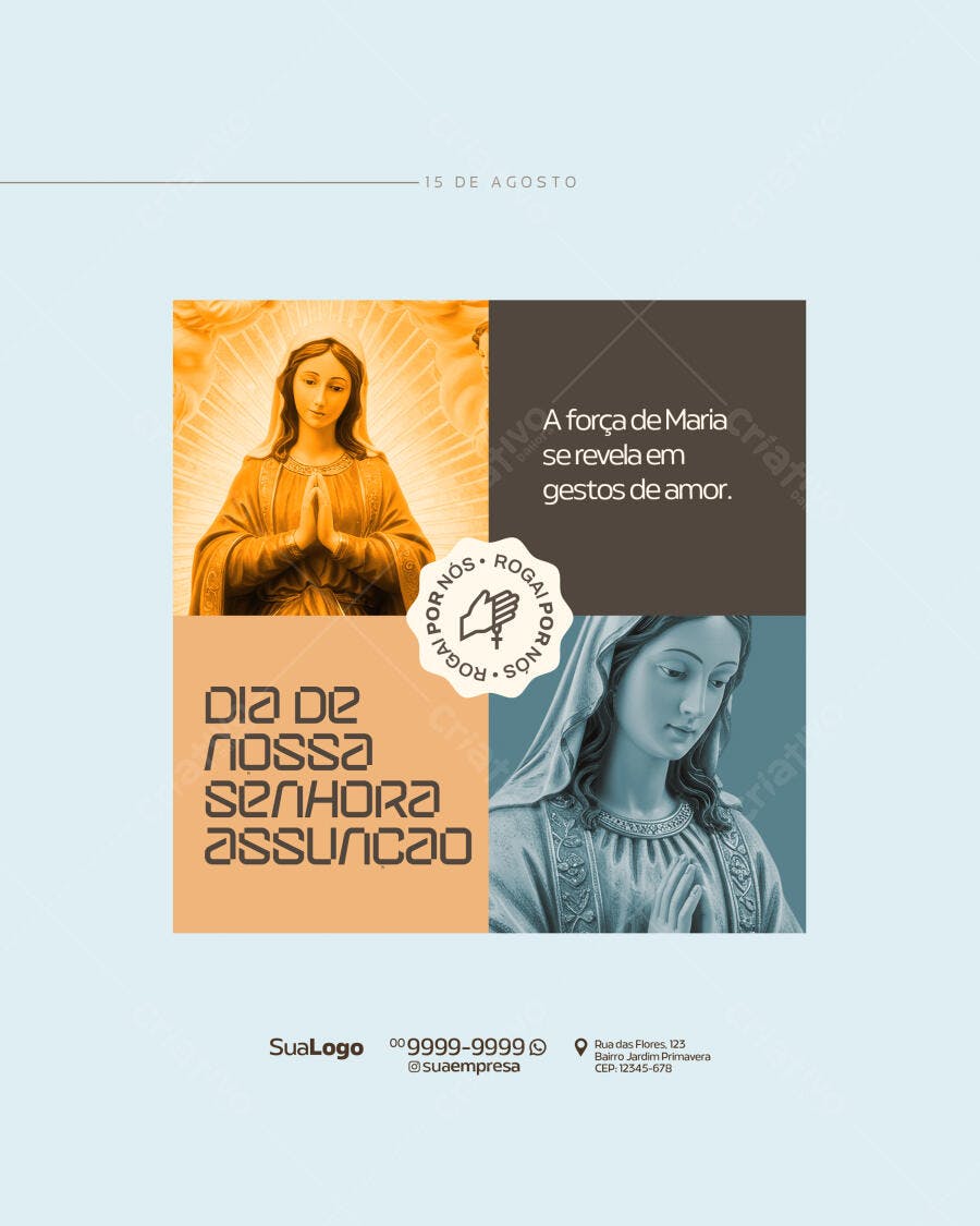 Post para o Dia de Nossa Senhora PSD Editável