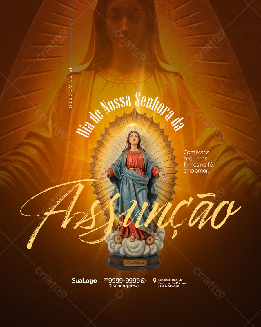 Flyer Dia de Nossa Senhora da Assunção 15 de Agosto PSD Editável