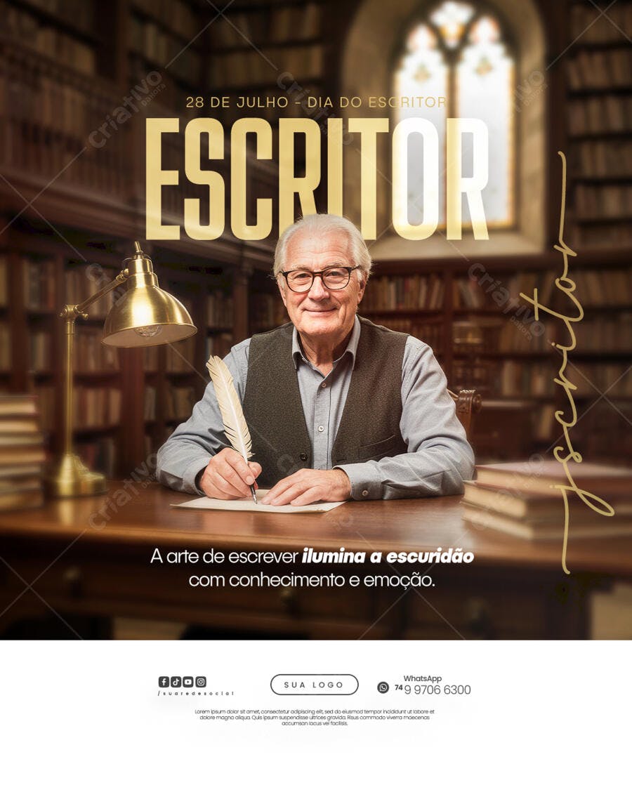 Flyer Dia do Escritor 28 de Julho PSD Editável