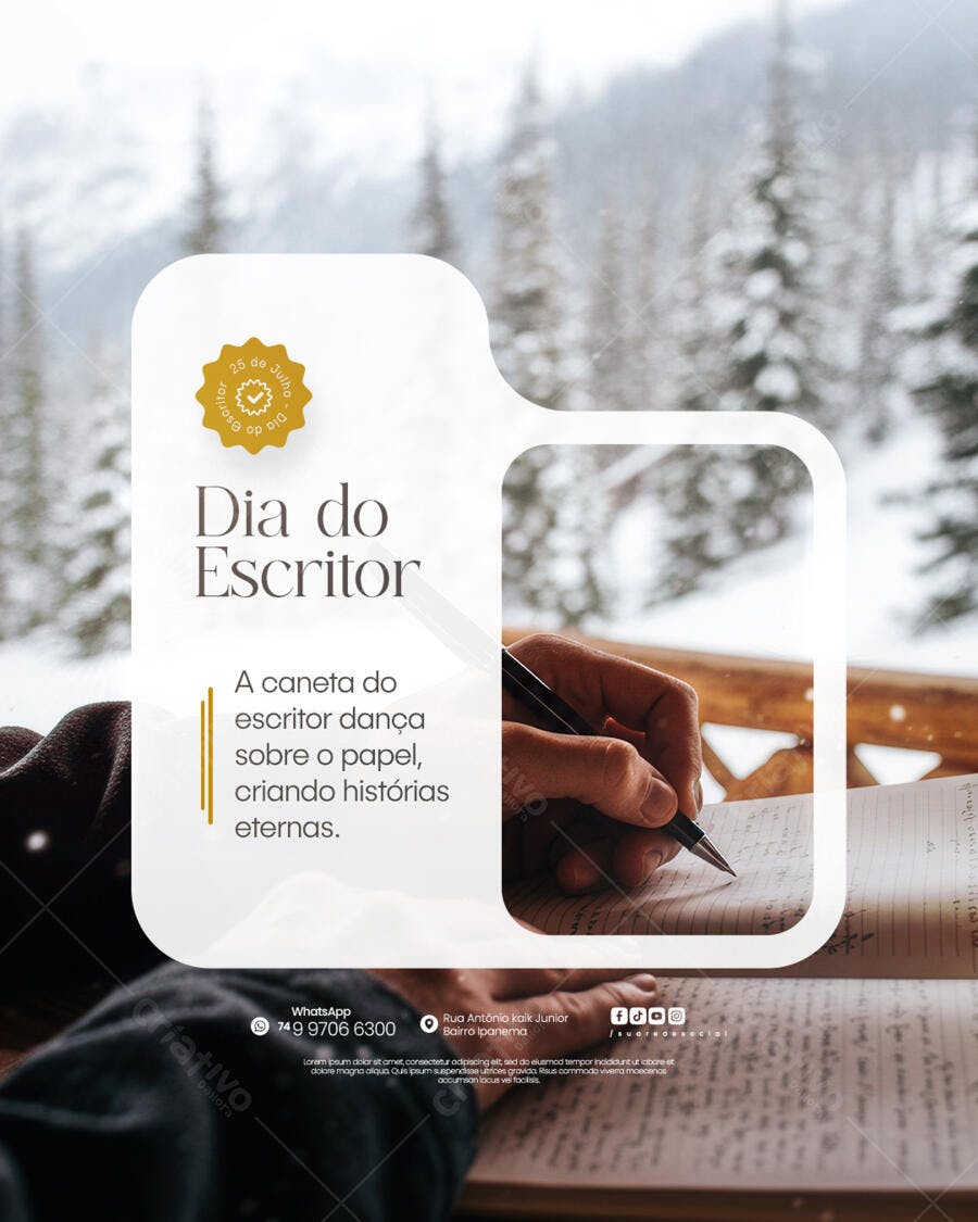 Post para o Dia do Escritor PSD Editável