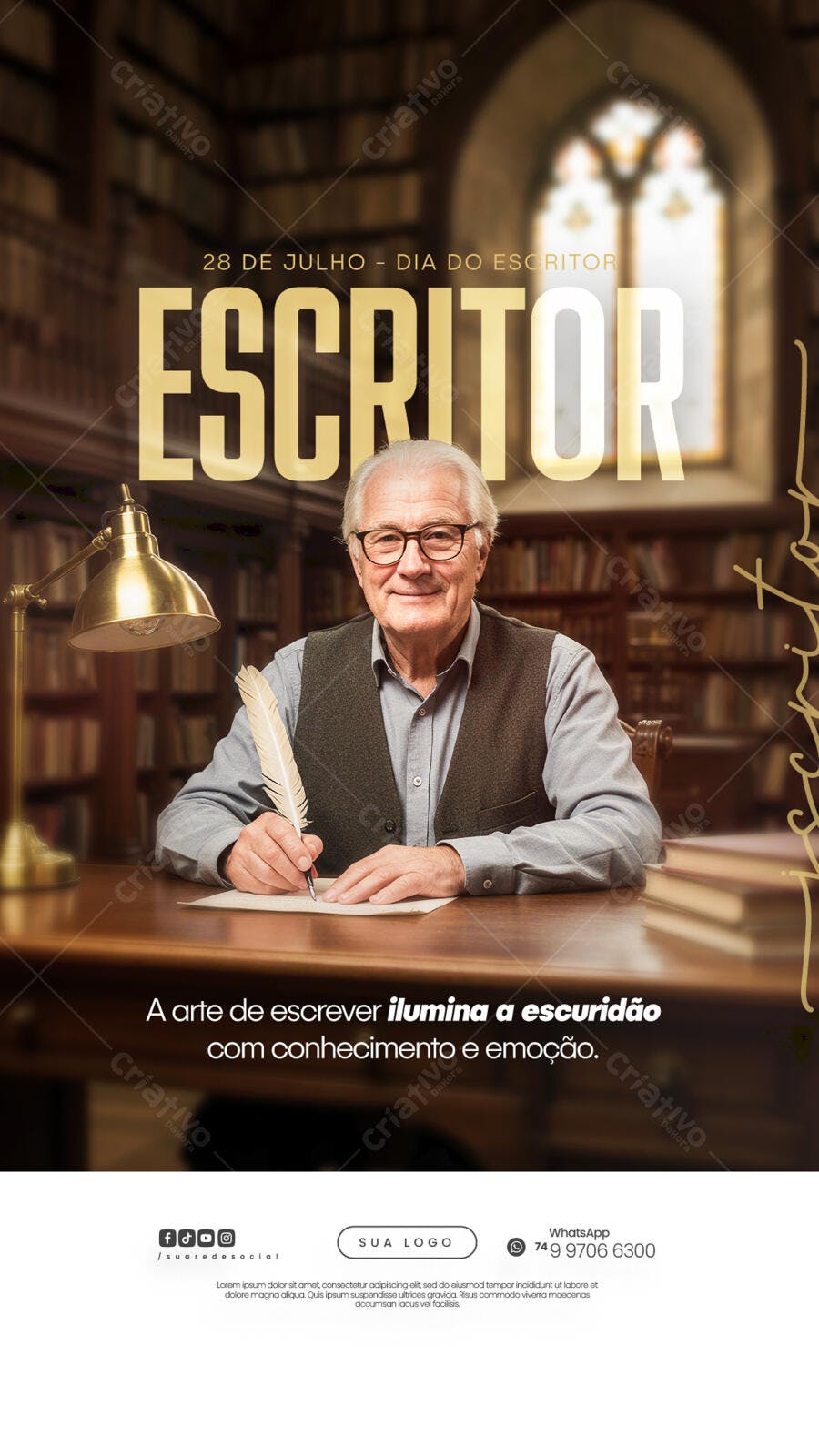 Flyer Dia do Escritor 28 de Julho PSD Editável