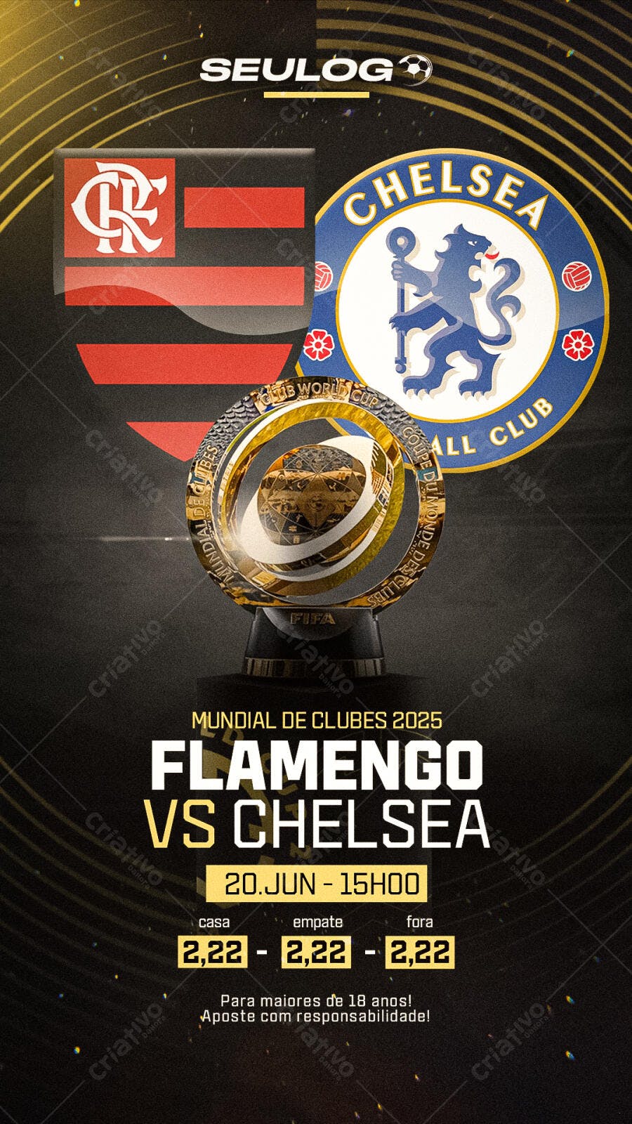 Flyer Flamengo x Chelsea Mundial de Clubes PSD Editável