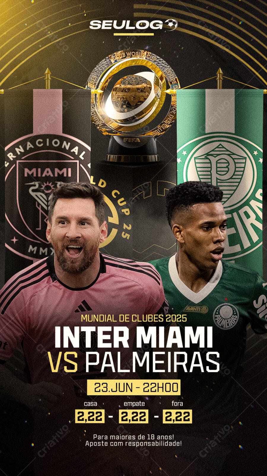 Flyer Inter Miami x Palmeiras PSD Editável