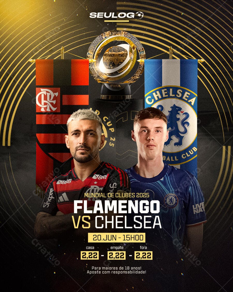 Flyer Flamengo x Chelsea Mundial de Clubes PSD Editável