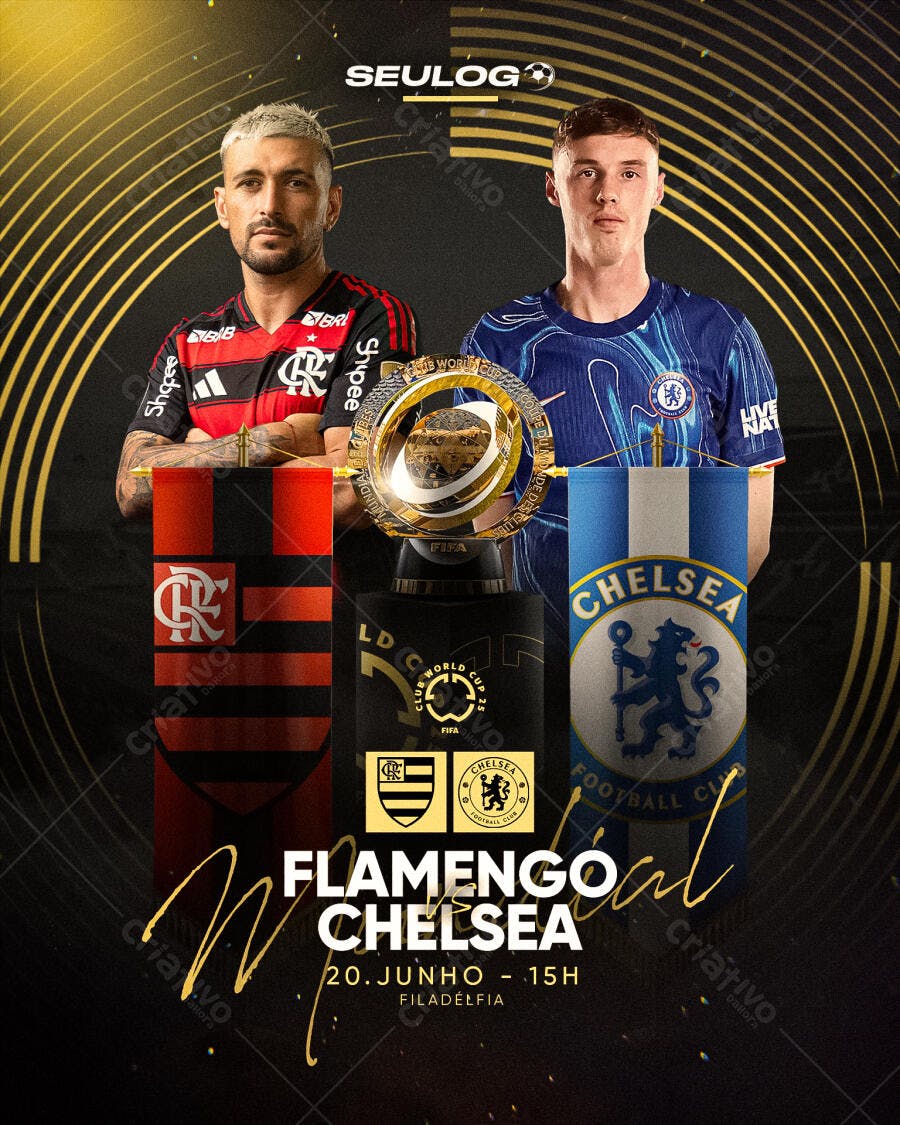 Flyer Flamengo x Chelsea PSD Editável