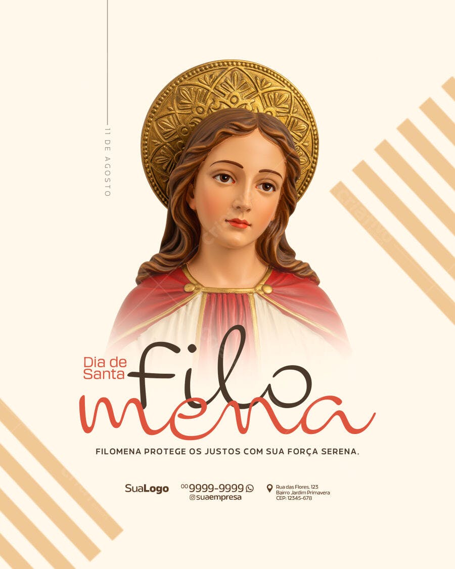 Flyer Dia de Santa Filomena 11 de Agosto PSD Editável