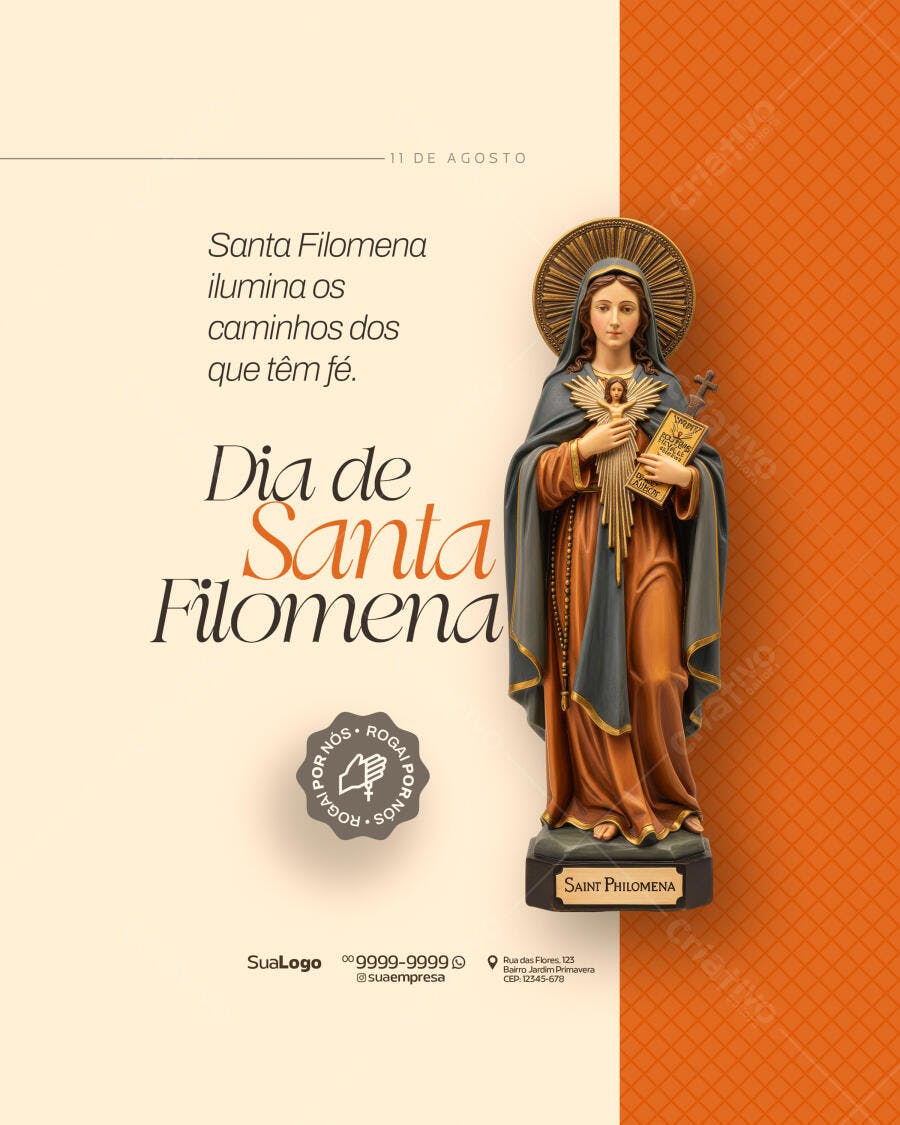 Post para o Dia de Santa Filomena PSD Editável