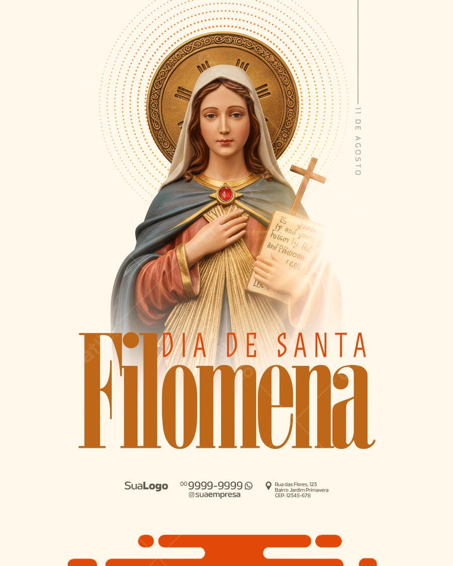 Flyer Dia de Santa Filomena 11 de Agosto PSD Editável