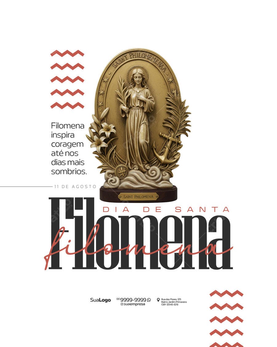 Flyer Dia de Santa Filomena 11 de Agosto PSD Editável