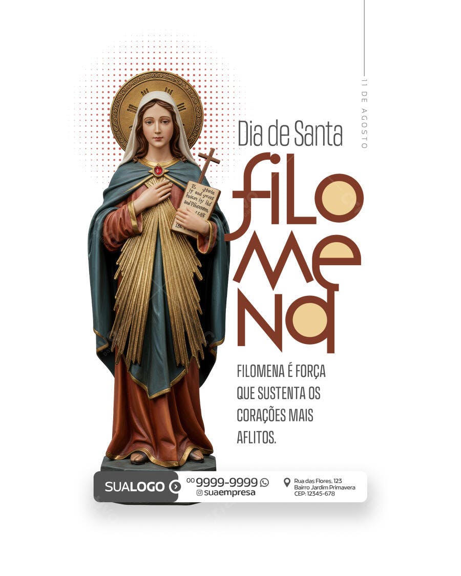 Flyer Dia de Santa Filomena PSD Editável