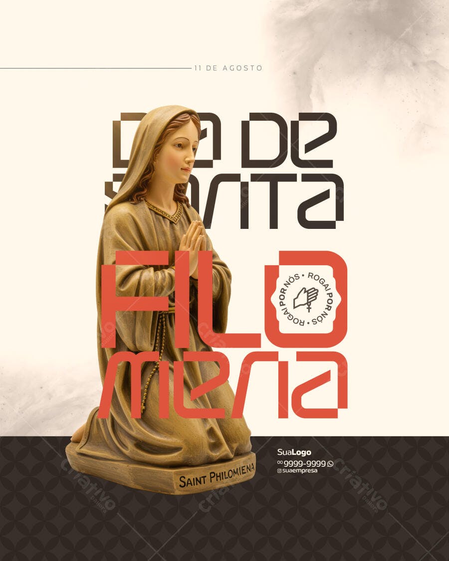 Flyer Dia de Santa Filomena 11 de Agosto PSD Editável