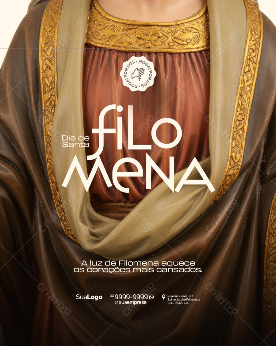 Poster Dia de Santa Filomena PSD Editável