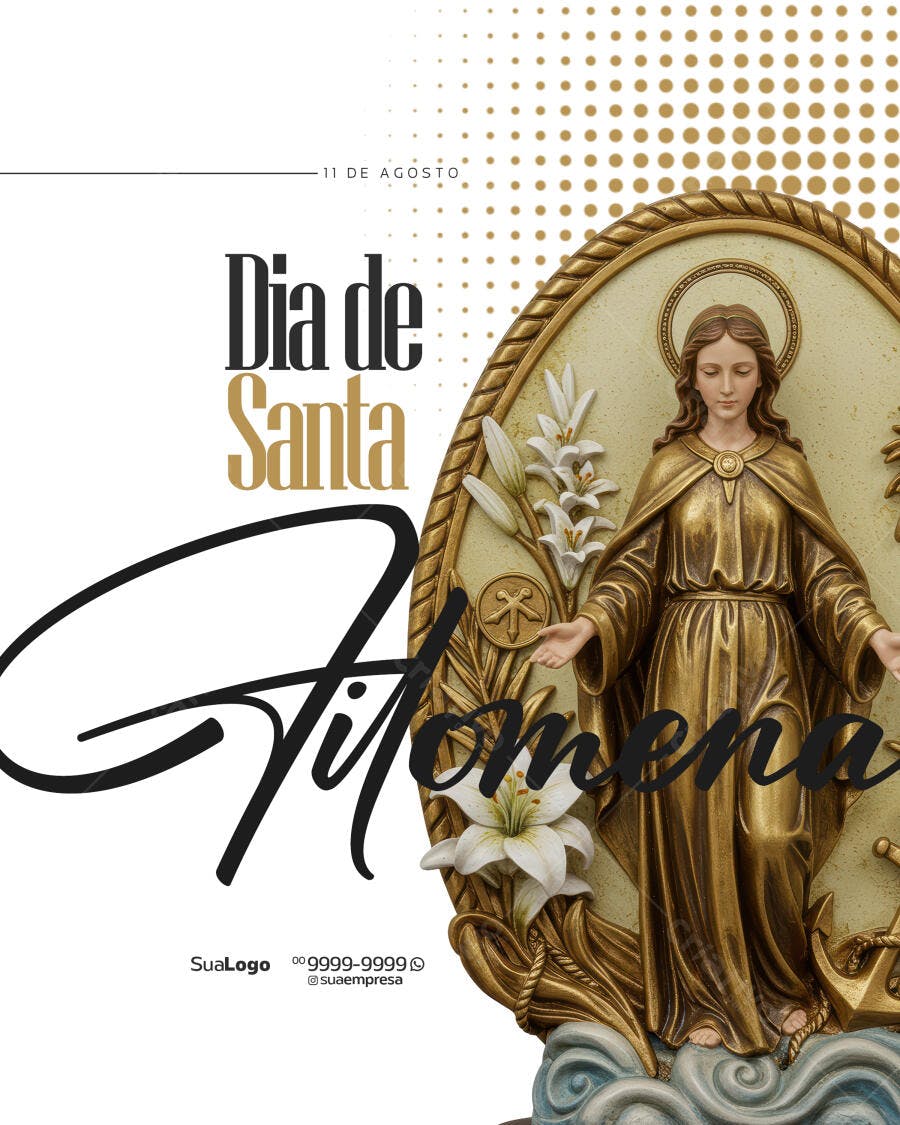 Post para o Dia de Santa Filomena PSD Editável