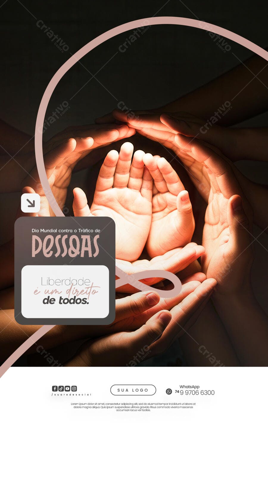 Flyer Dia Mundial Contra o Tráfico de Pessoas PSD Editável
