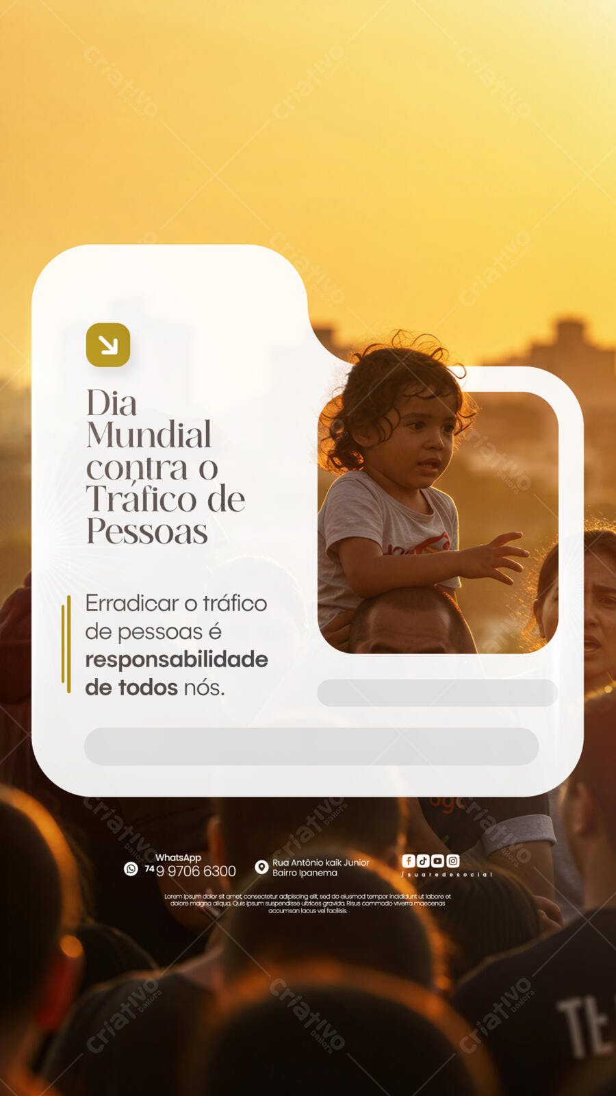 Post para o Dia Mundial Contra o Tráfico de Pessoas PSD Editável