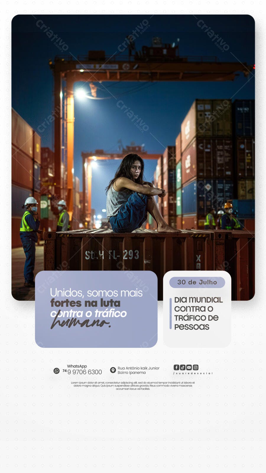 Flyer Dia Mundial Contra o Tráfico de Pessoas 30 de Julho PSD Editável