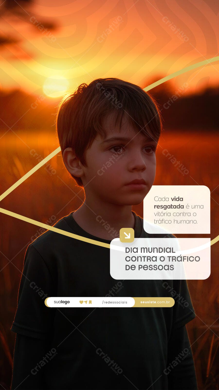 Flyer Dia Mundial Contra o Tráfico de Pessoas PSD Editável