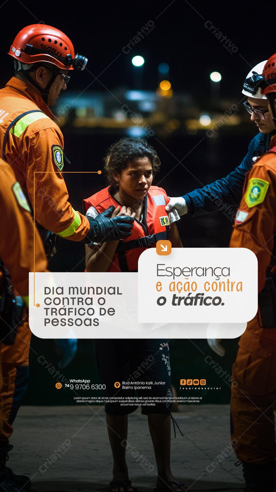 Flyer Dia Mundial Contra o Tráfico de Pessoas PSD Editável