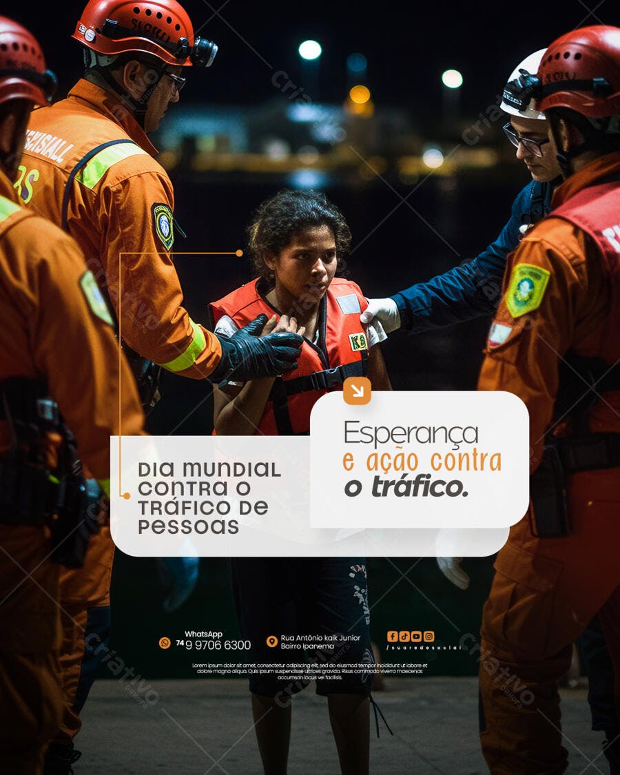 Flyer Dia Mundial Contra o Tráfico de Pessoas PSD Editável