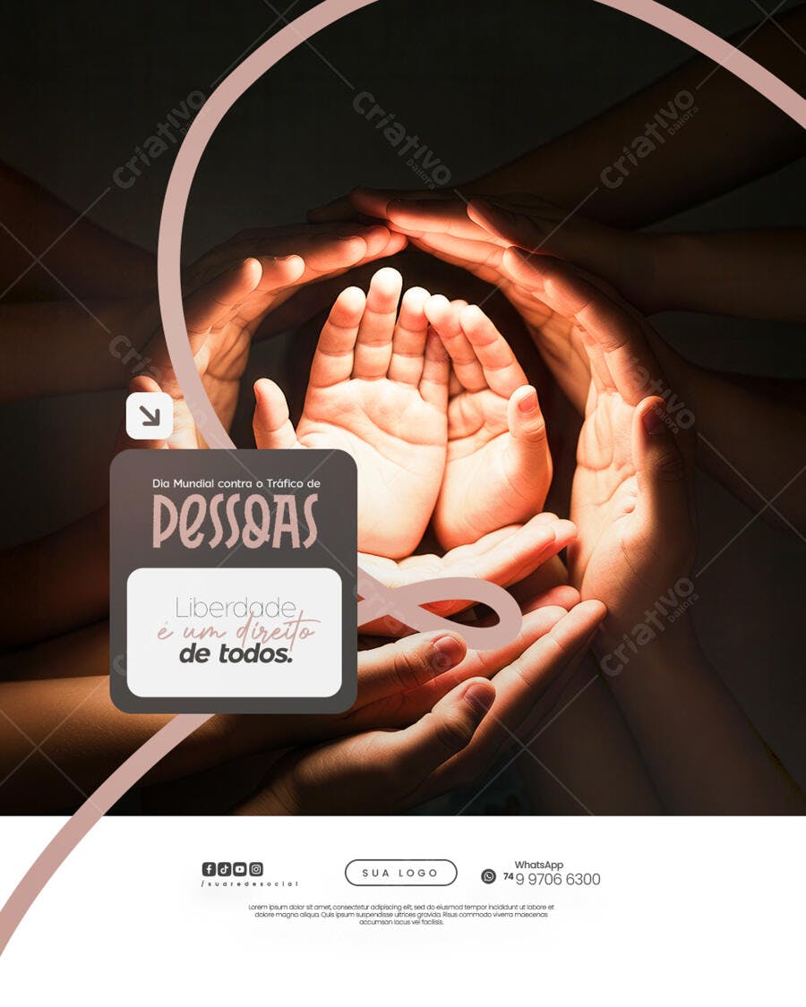 Flyer Dia Mundial Contra o Tráfico de Pessoas PSD Editável