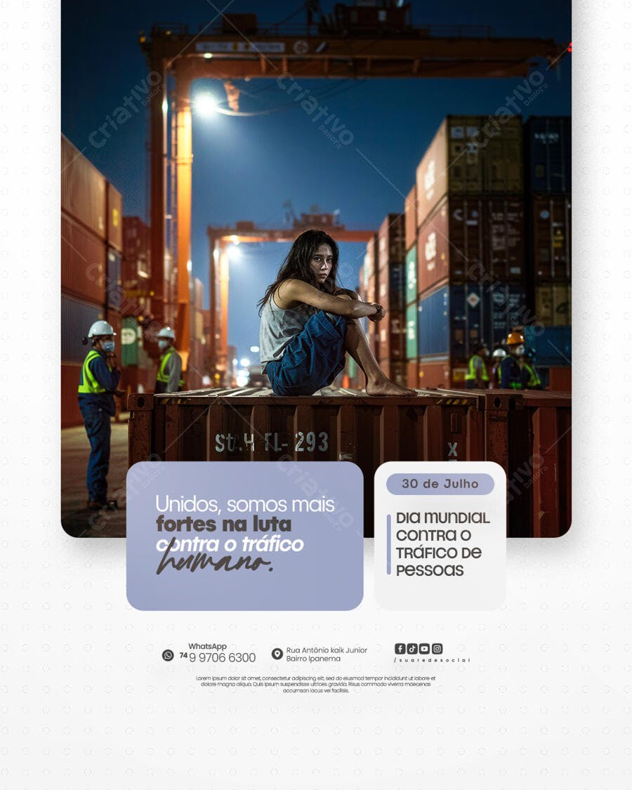 Flyer Dia Mundial contra o Tráfico Humano PSD Editável
