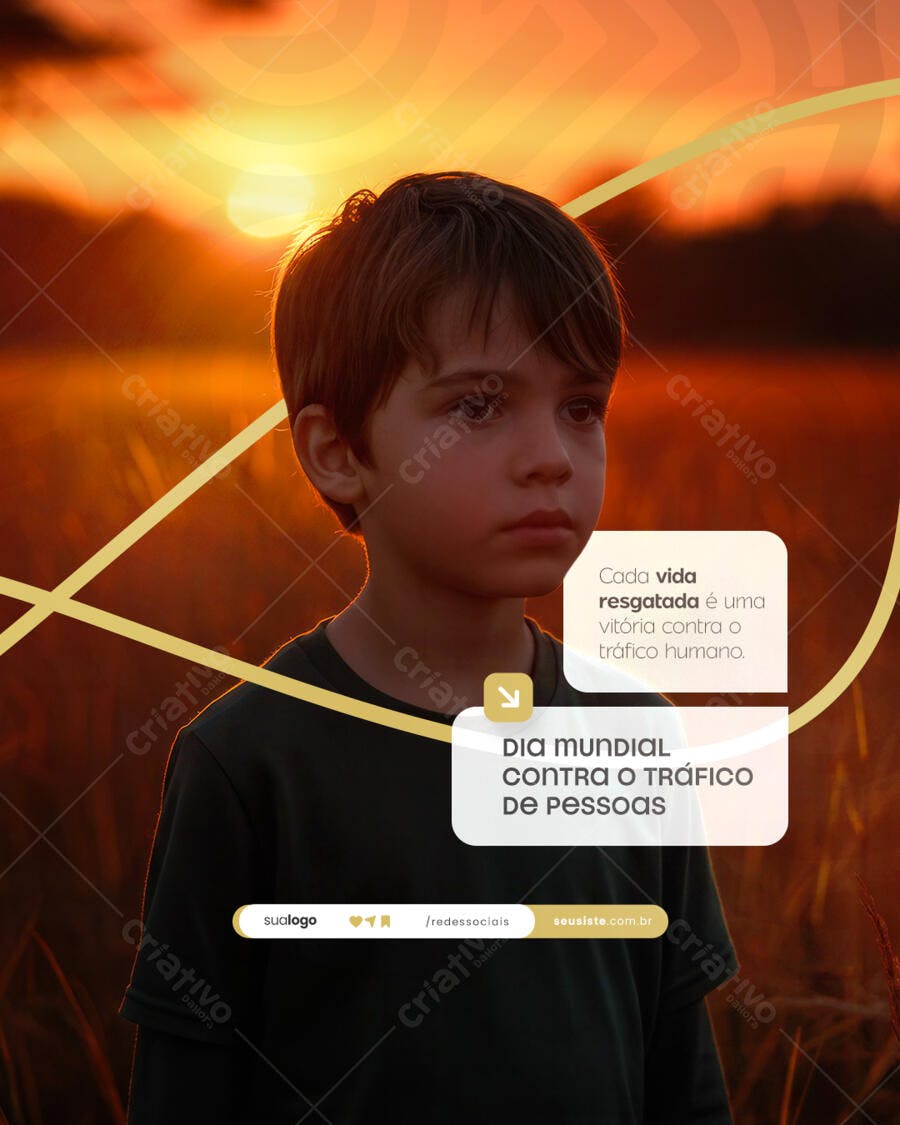 Post para o Dia Mundial Contra o Tráfico de Pessoas PSD Editável