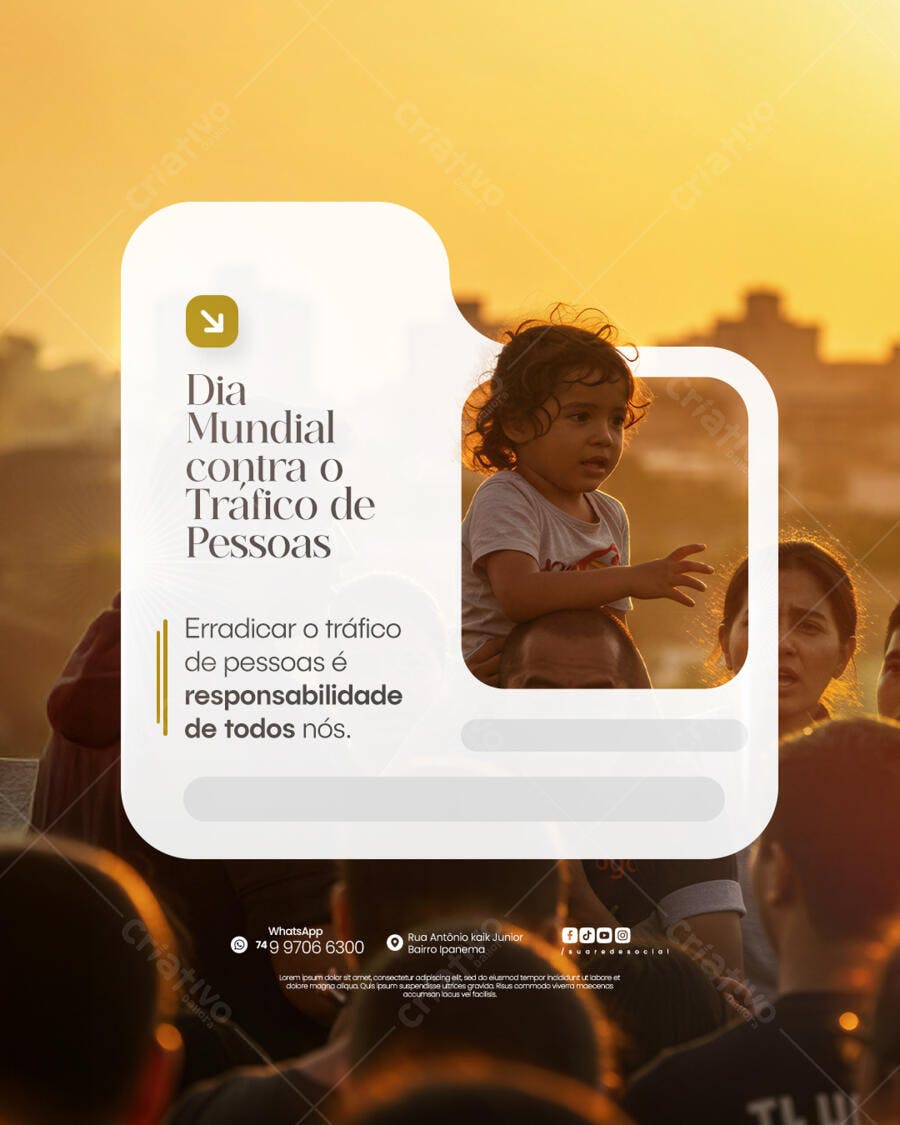 Post para o Dia Mundial contra o Tráfico de Pessoas PSD Editável