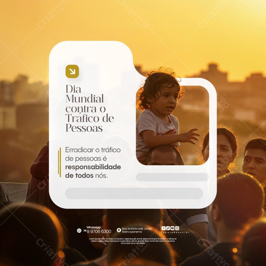 Post para o Dia Mundial contra o Tráfico de Pessoas PSD Editável