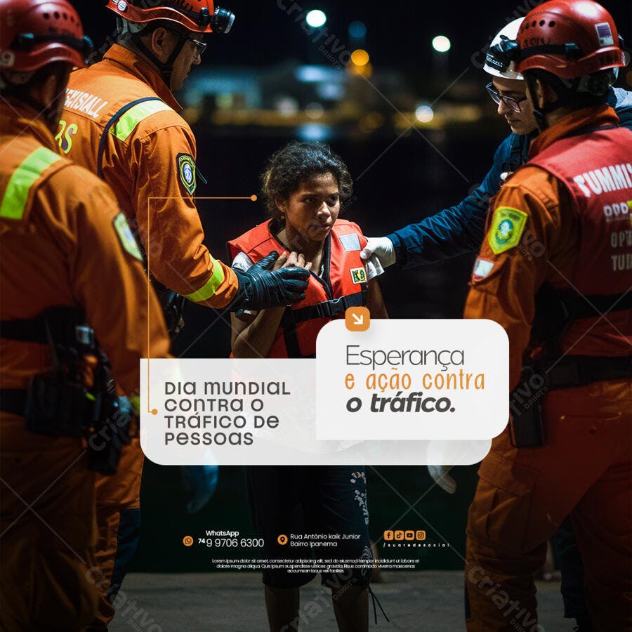PSD Flyer Dia Mundial Contra o Tráfico de Pessoas Editável
