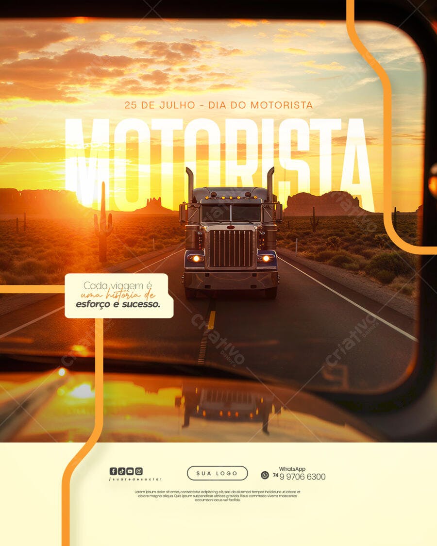 Flyer Dia do Motorista 25 de Julho PSD Editável
