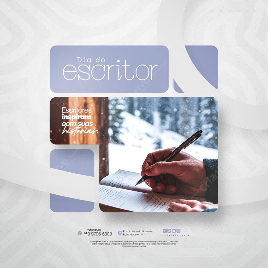 Post para o Dia do Escritor PSD Editável