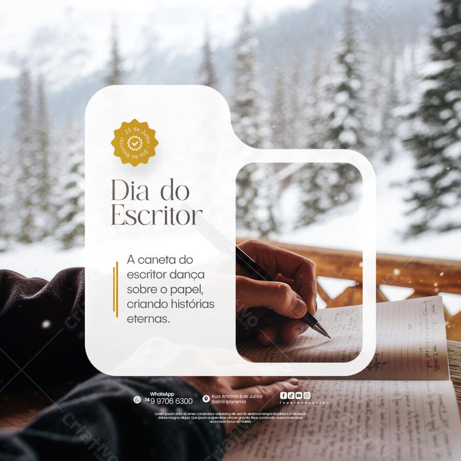 Post para o Dia do Escritor PSD Editável