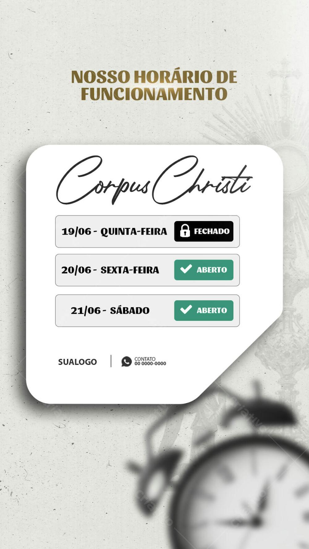 HORÁRIO DE FUNCIONAMENTO CORPUS CHISTI 6 - story