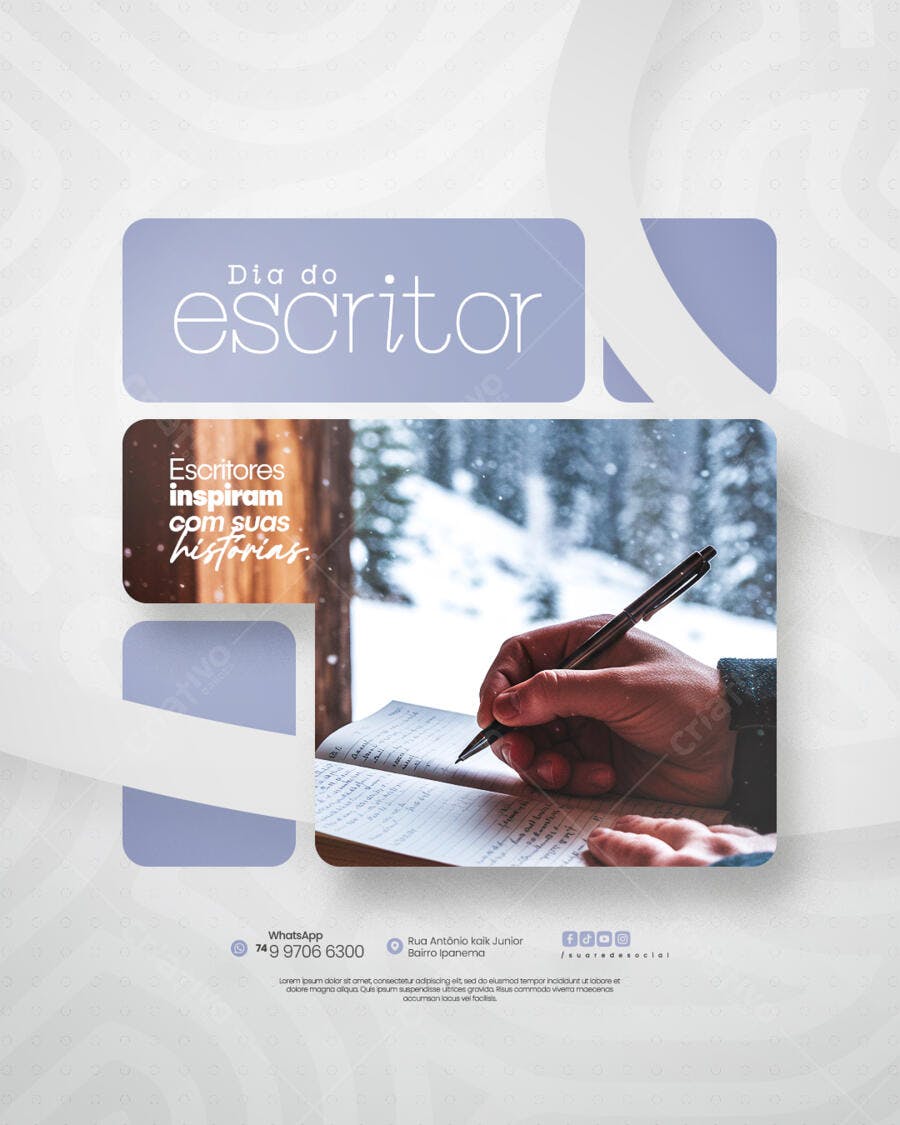 Flyer Dia do Escritor PSD Editável