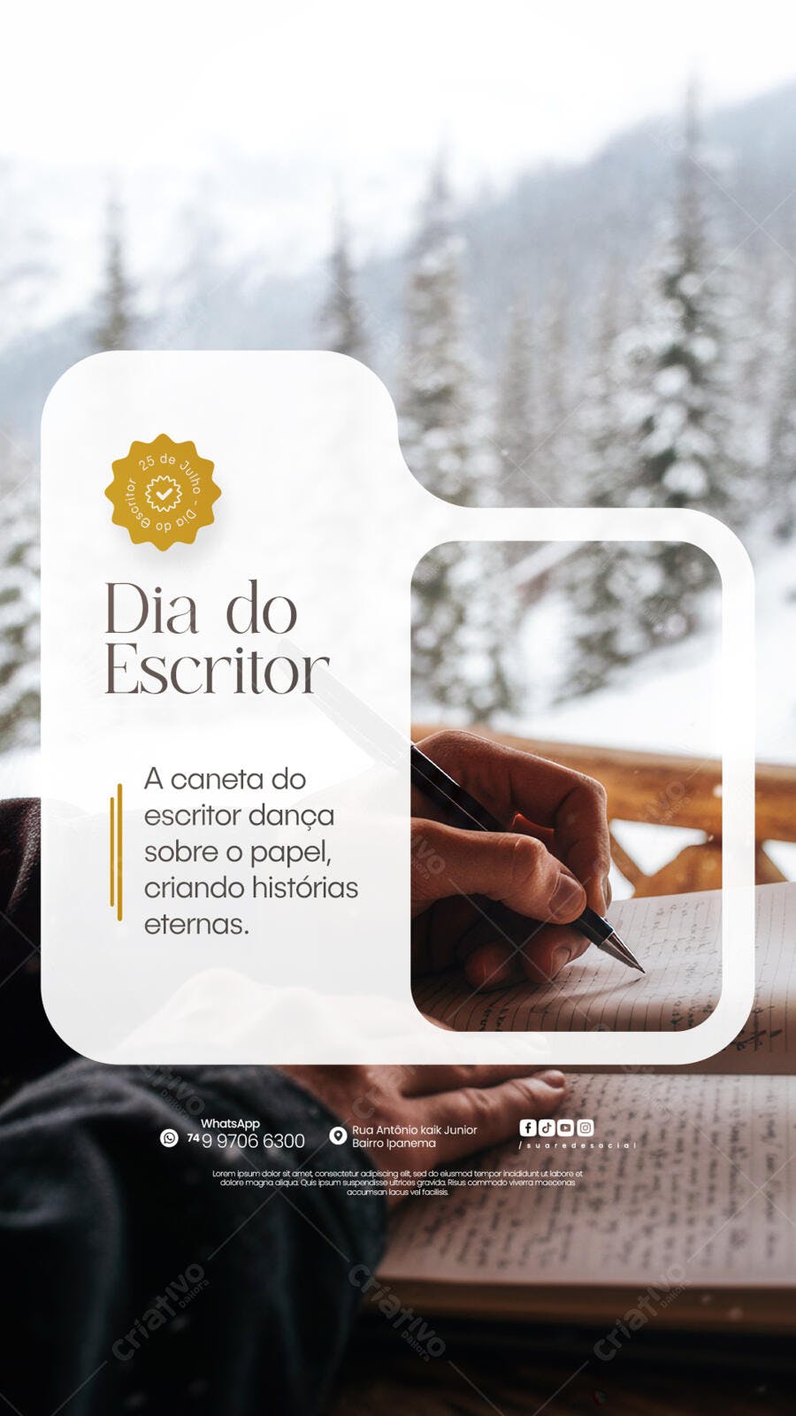 Flyer Dia do Escritor 25 de Julho PSD Editável
