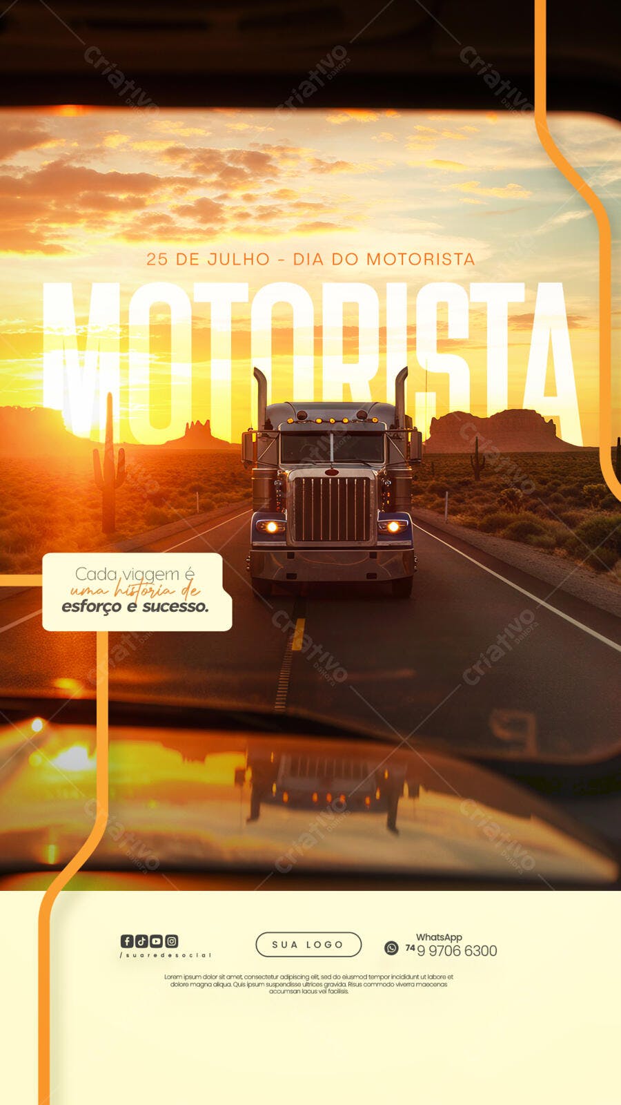 Flyer Dia do Motorista 25 de Julho PSD Editável