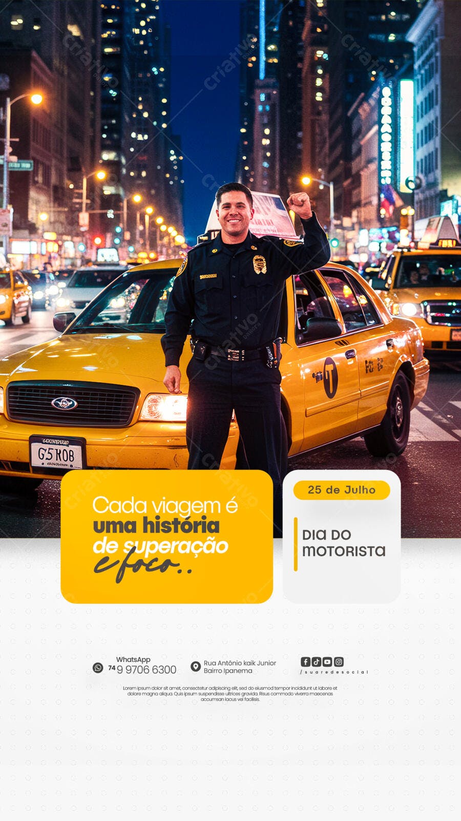 Flyer Dia do Motorista 25 de Julho PSD Editável