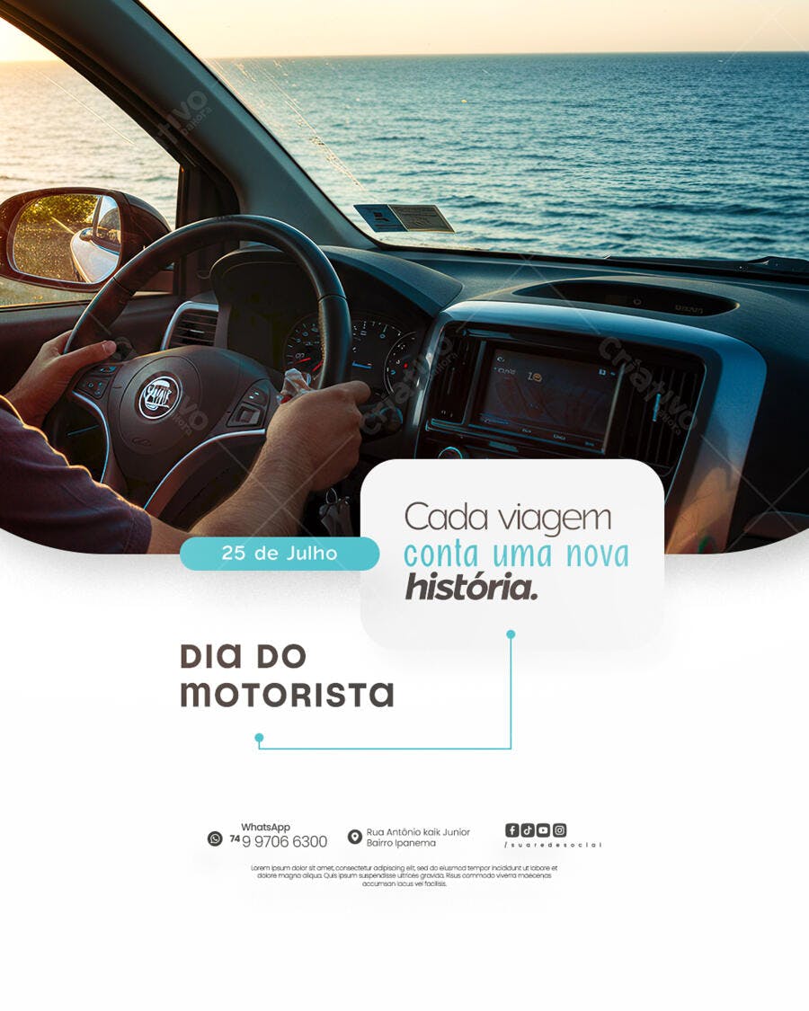 Flyer Dia do Motorista 25 de Julho PSD Editável