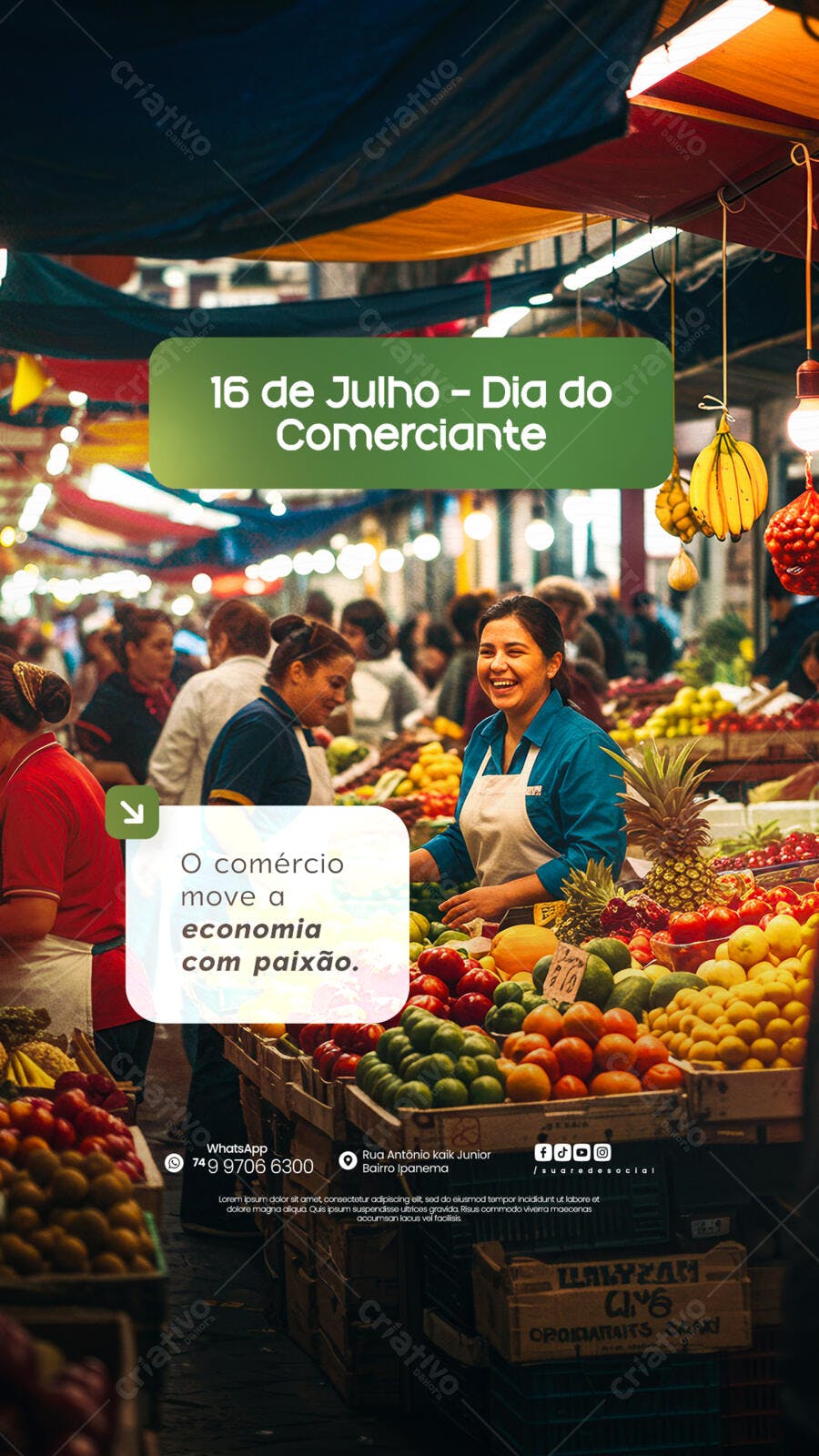 Flyer Dia do Comerciante 16 de Julho PSD Editável
