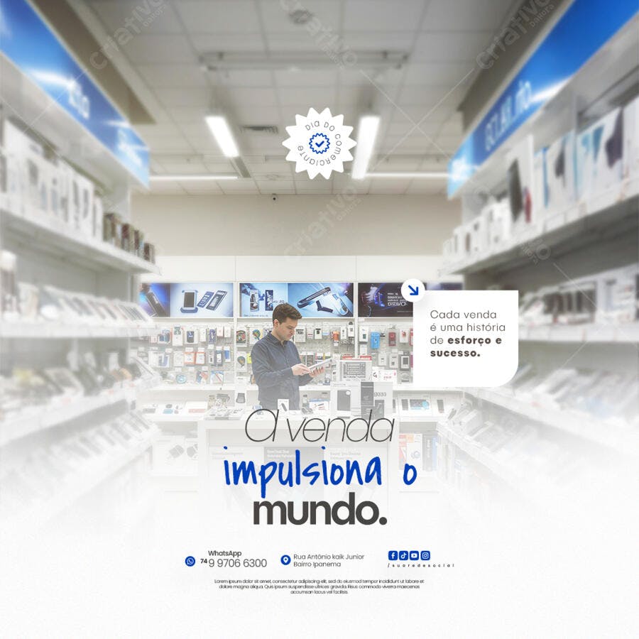 Postagem Dia do Comerciário PSD Editável
