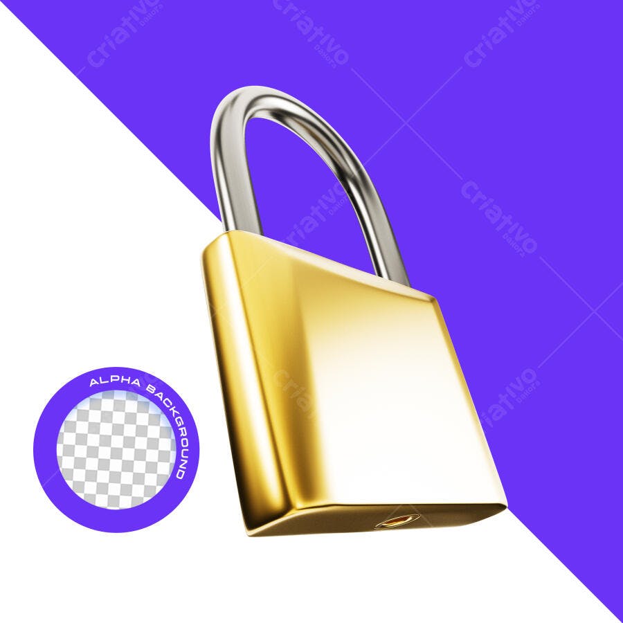 Mockup Cadeado Dourado PSD Editável