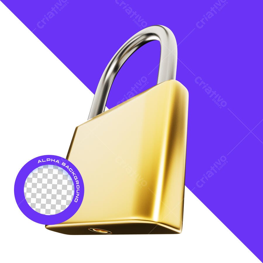Mockup Cadeado Dourado PSD Editável