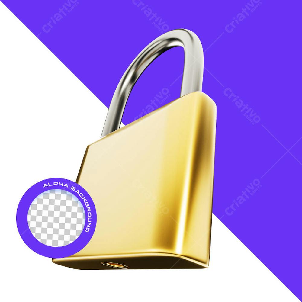 Cadeado 3D IA PNG